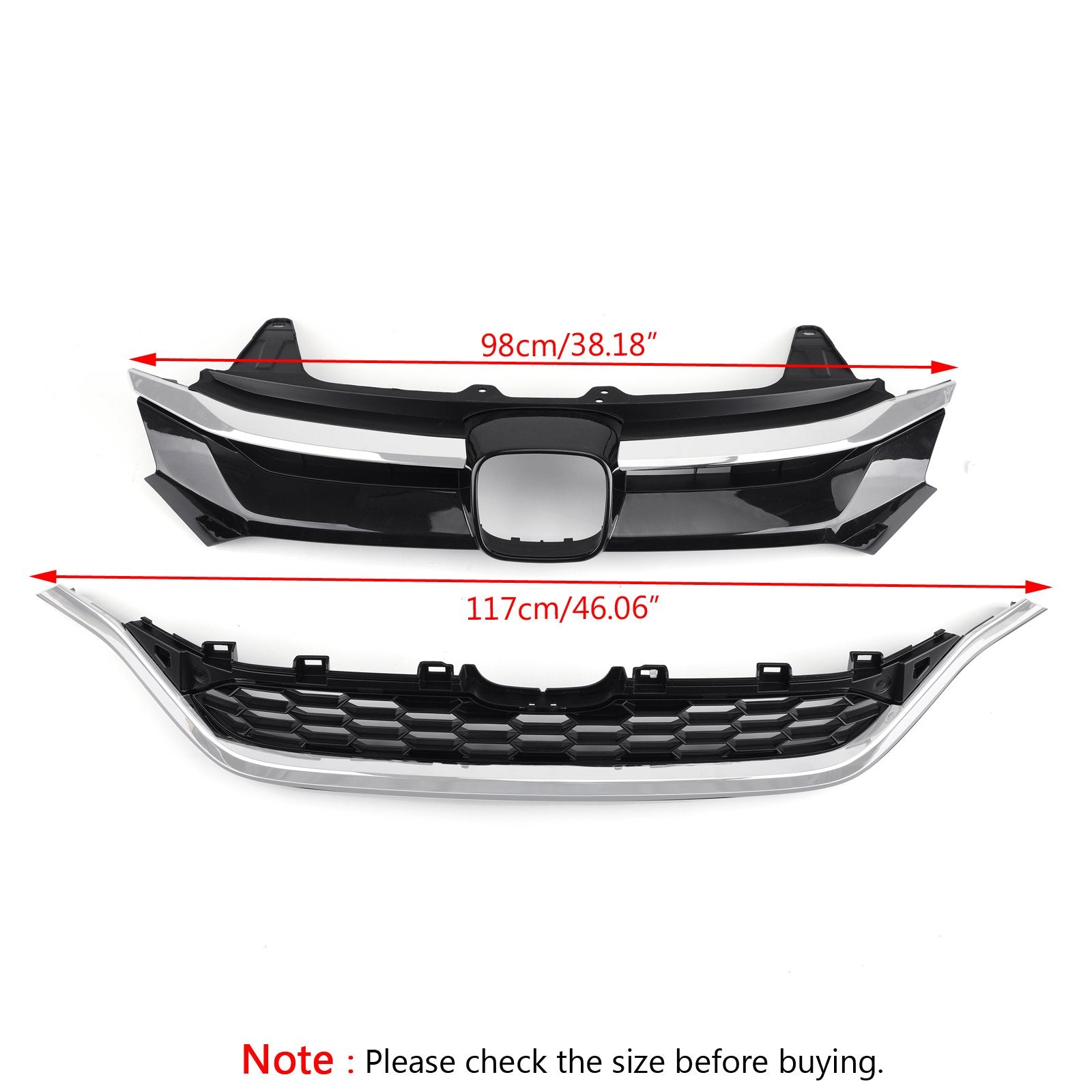 2015-2016 Honda CRV Front Bumper Cover Grid Upper Trim + Lower Grille Generic