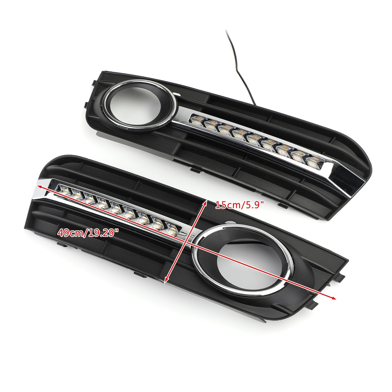 2x Flowing LED Fog Light Cover Mesh Grille Turn Signal Lamp Fits 2009-2011 AUDI A4 B8 Generic