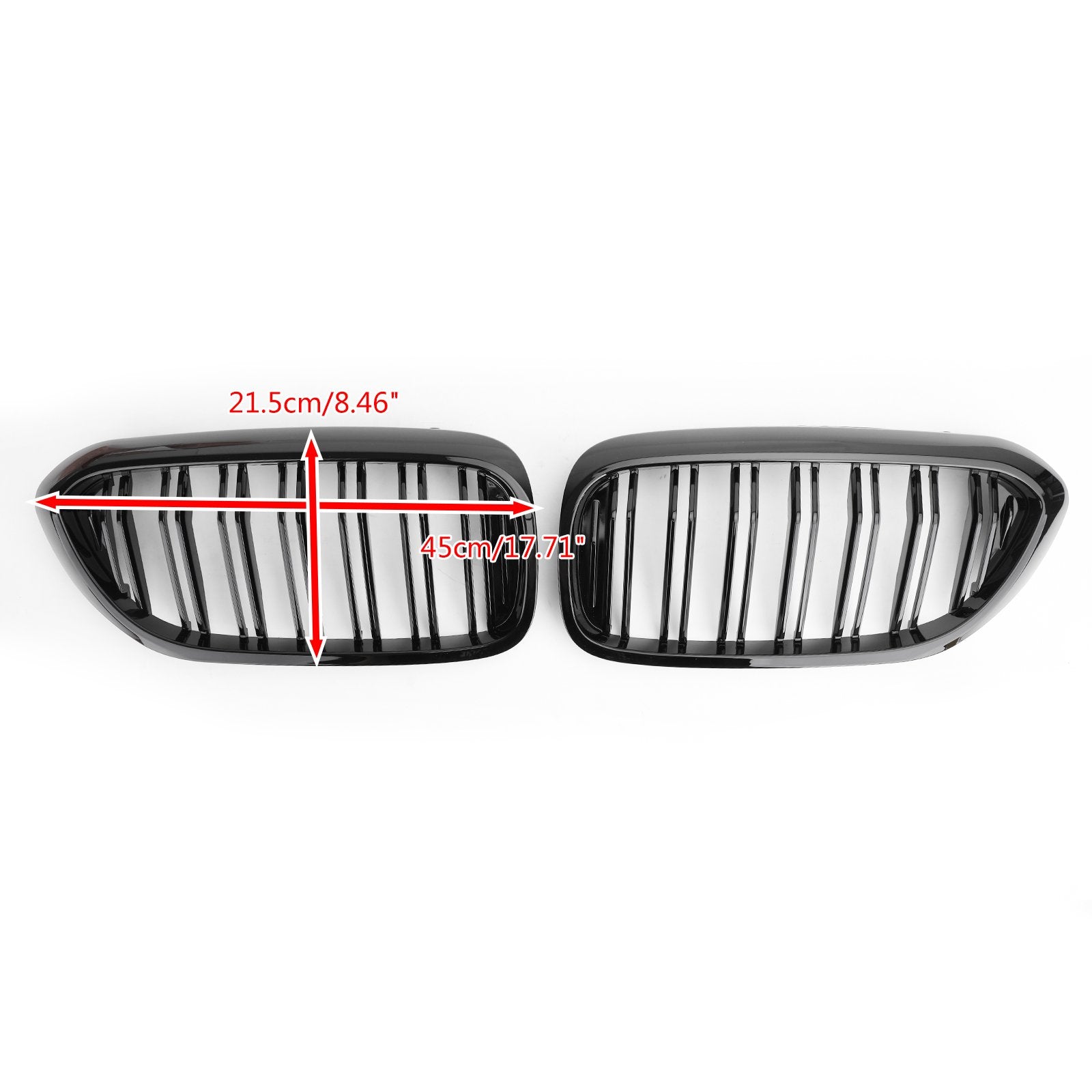 Front Kidney Grille Glossy Black Double Slat For 2017-2019 BMW 5Series G30 G31 Sedan Generic