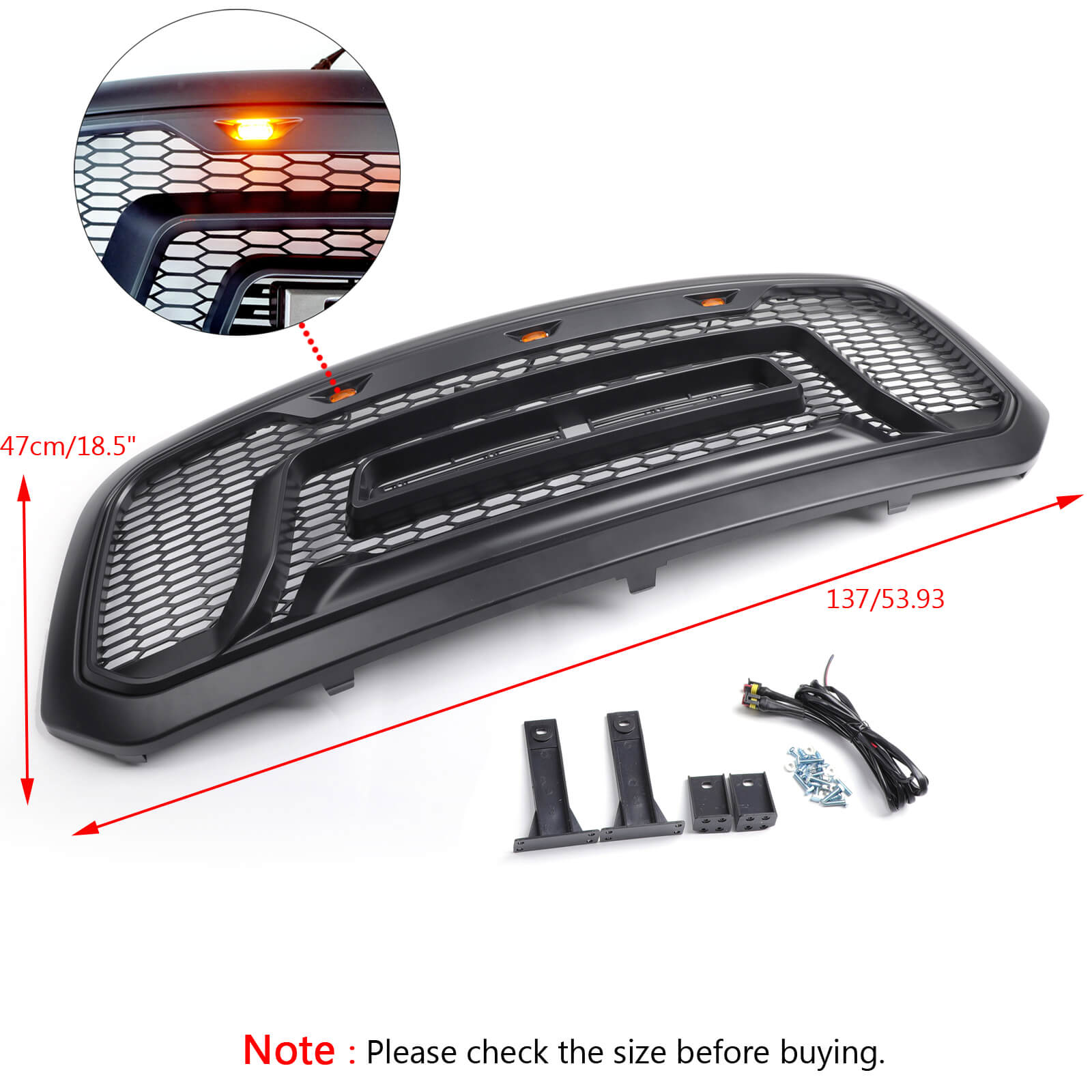 13-18 Ram 1500 Hood Grille Honeycomb Bumper Grill ABS Front Bumper Dodge Generic