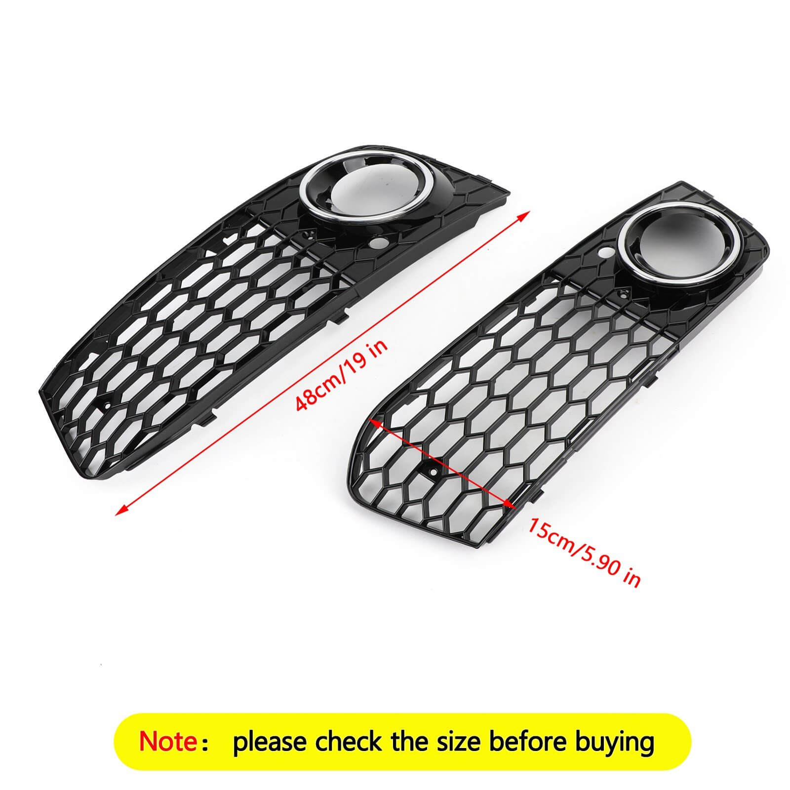 Pair Honeycomb Mesh Fog Light Open Vent Grill Intake Fit 2009-2012 Audi A4 B8 Generic