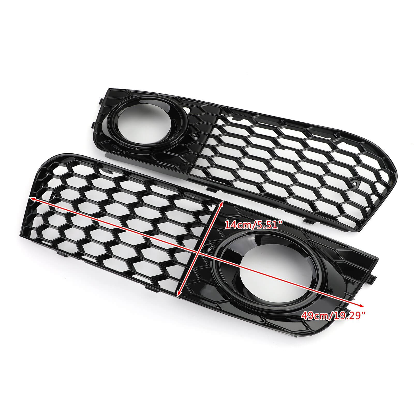 Pair Honeycomb Mesh Fog Light Open Vent Grill Intake For Audi A4 B8 2009-2012 Generic