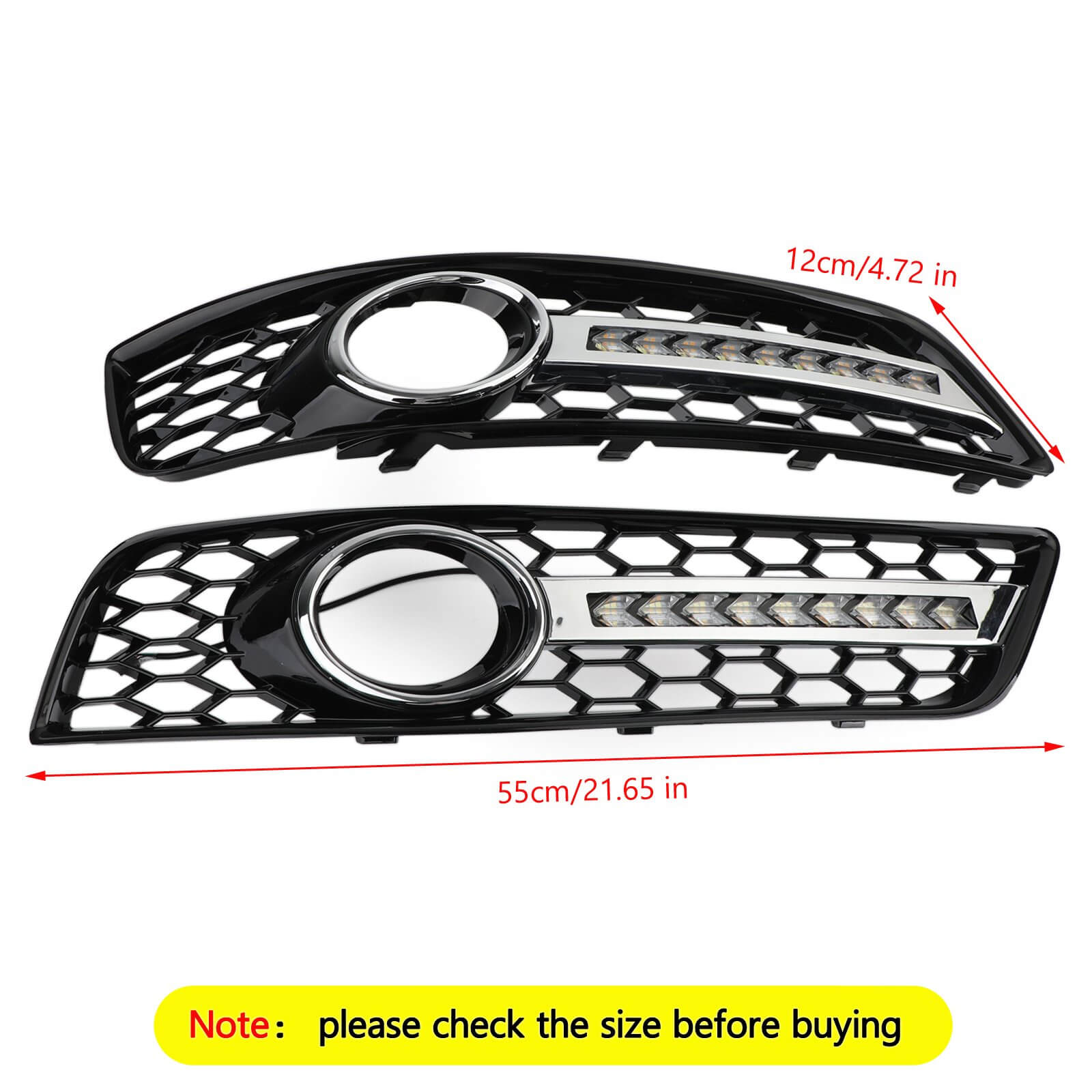 Pair Black Chrome Front Fog Light Grill Lamp Trim For 2008-2013 Audi A3 8P Generic