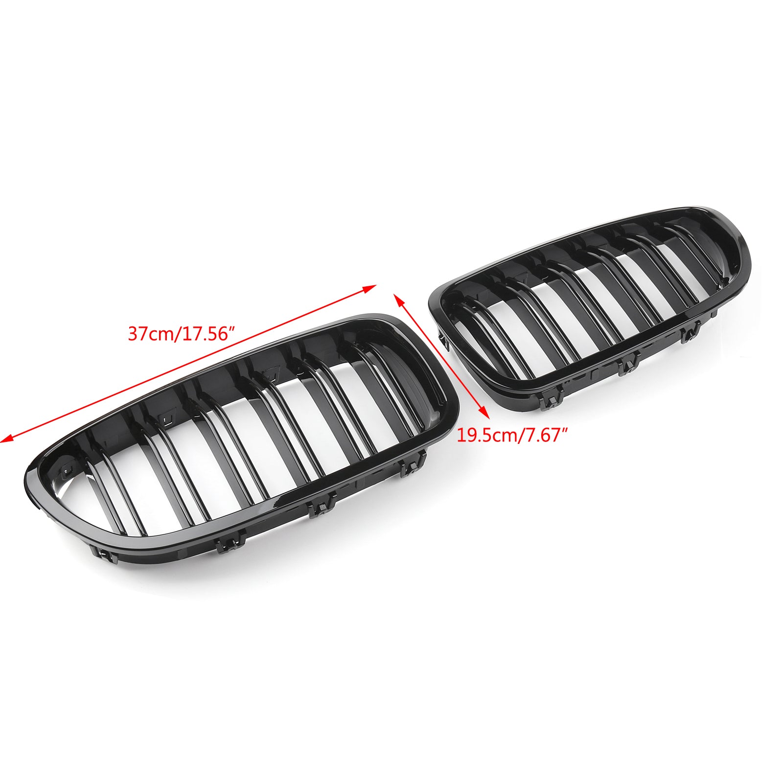 Double Line Glossy Black Front Hood Kidney Grill Grille For BMW F10 F18 10-16 Generic