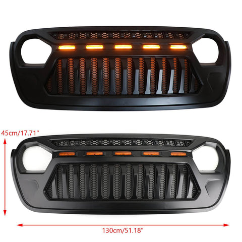 2018-19 Wrangler JL Front Bumper Grille Grill With LED Amber Light Generic