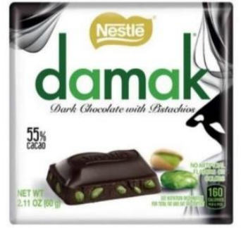 Nestle Damak Dark Chocolate with Pistachios (60gr/2.11oz)