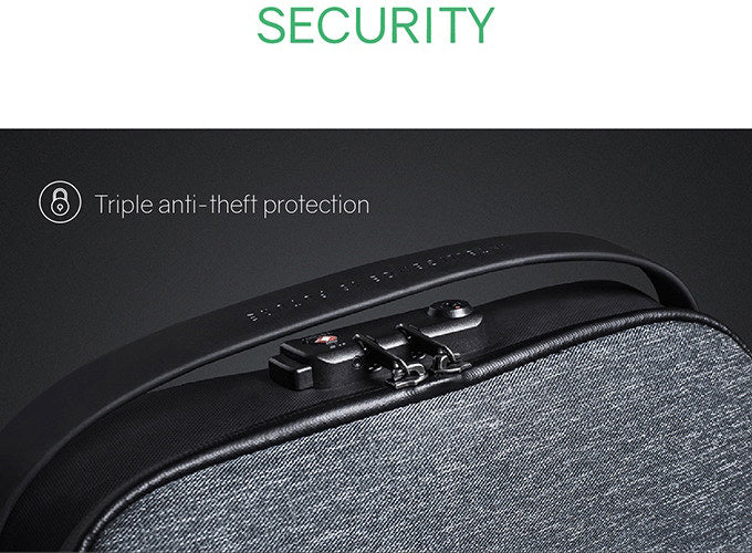 SECURITY Triple anti-theft protection - KORIN Design FlexPack-kingsons backpack