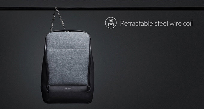 KORIN Design FlexPack Pro The retractable steel wire coil has excellent safety performance and can bear the weight of the backpack - kingsons.com