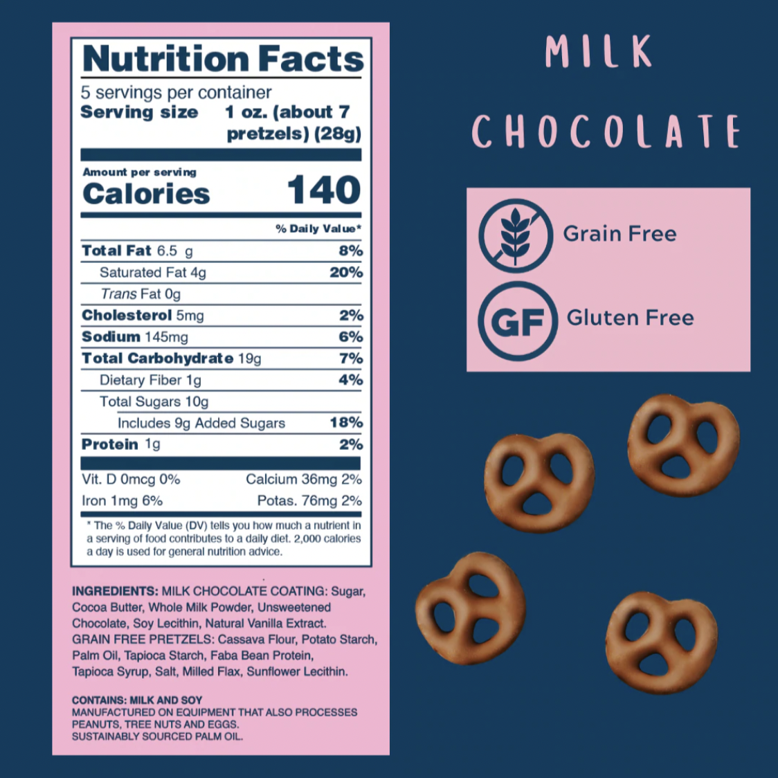 Savor Street Foods Milk Chocolate Pretzels 5 oz Gluten Free
