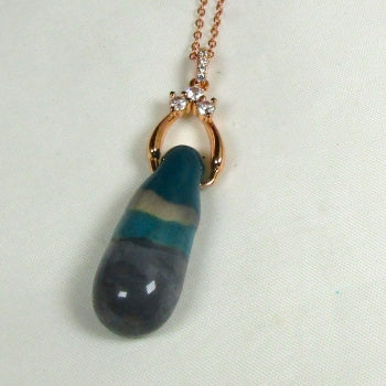 Fair Trade Teardrop Pendant on Rose Gold Chain