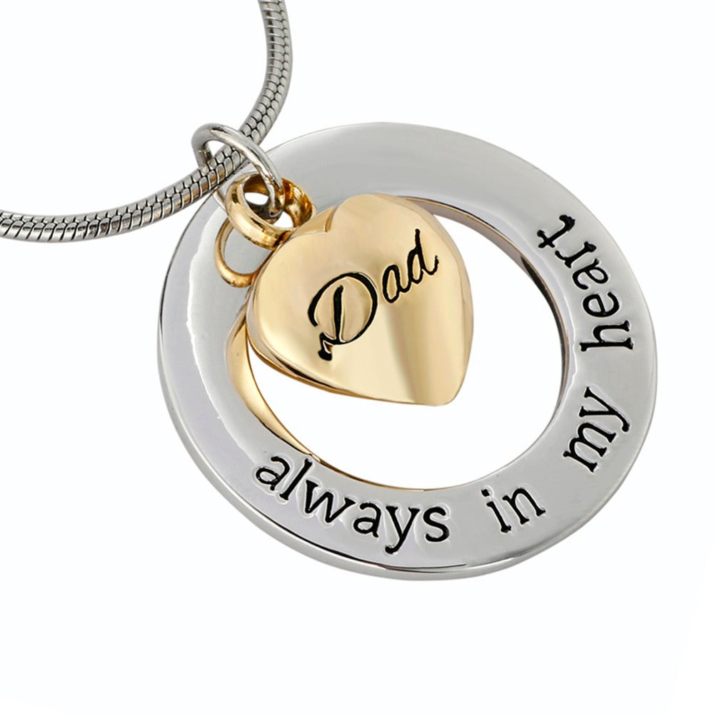 DAD 4 Pendant HEART Cremation Urn Ashes NECKLACE Angel Wing – FREE Gift Box  – Caleb's Treasures