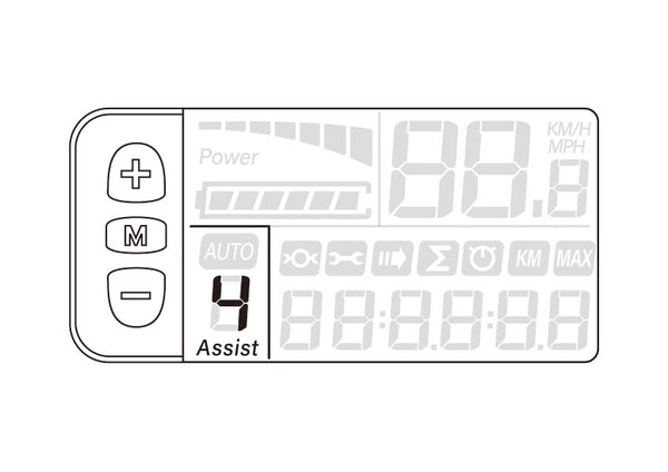 the display of a kbo breeze step thru shows the pedal assist
