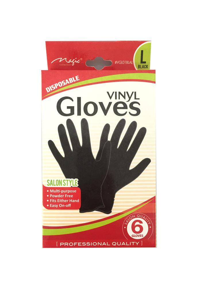 Solan Style Multi Purpose Disposable Black Vinyl Gloves Pack of 6