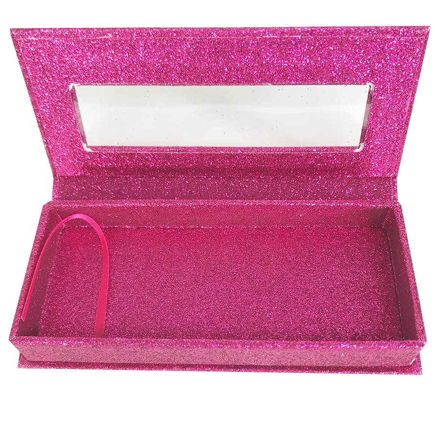 Glitter Hot Pink Empty Eyelash Box Gift Box Full Window / Small &Big