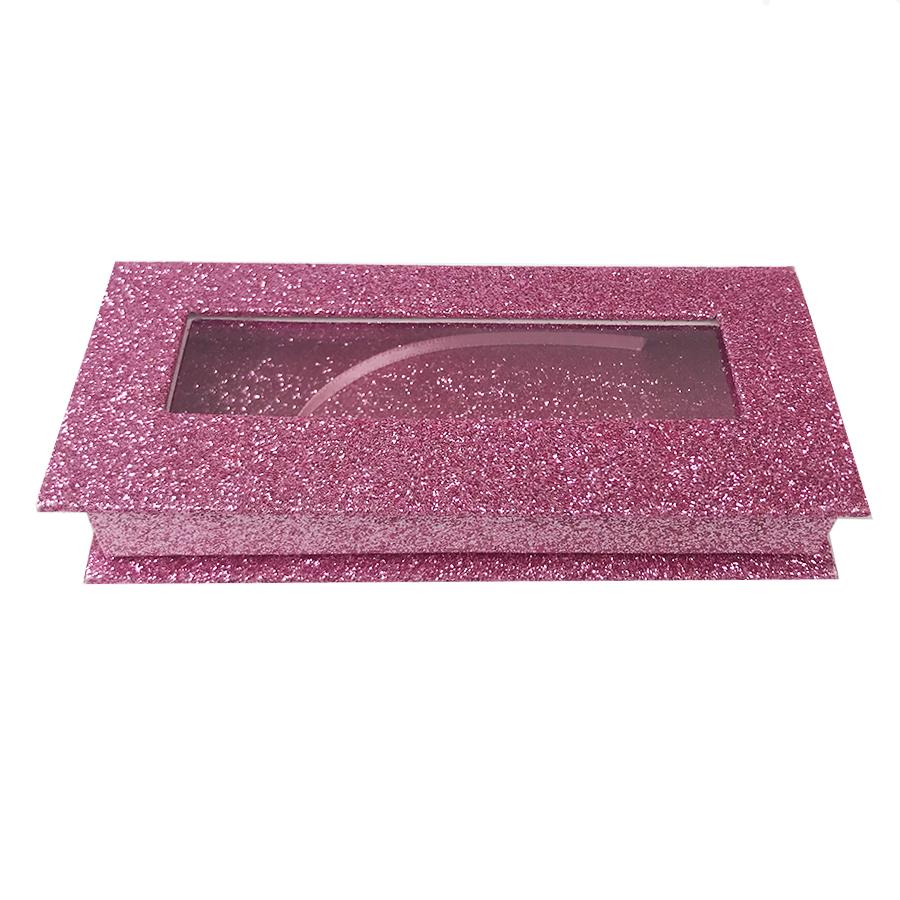 Glitter Pink Empty Eyelash Box Gift Box Full Window / Small &Big