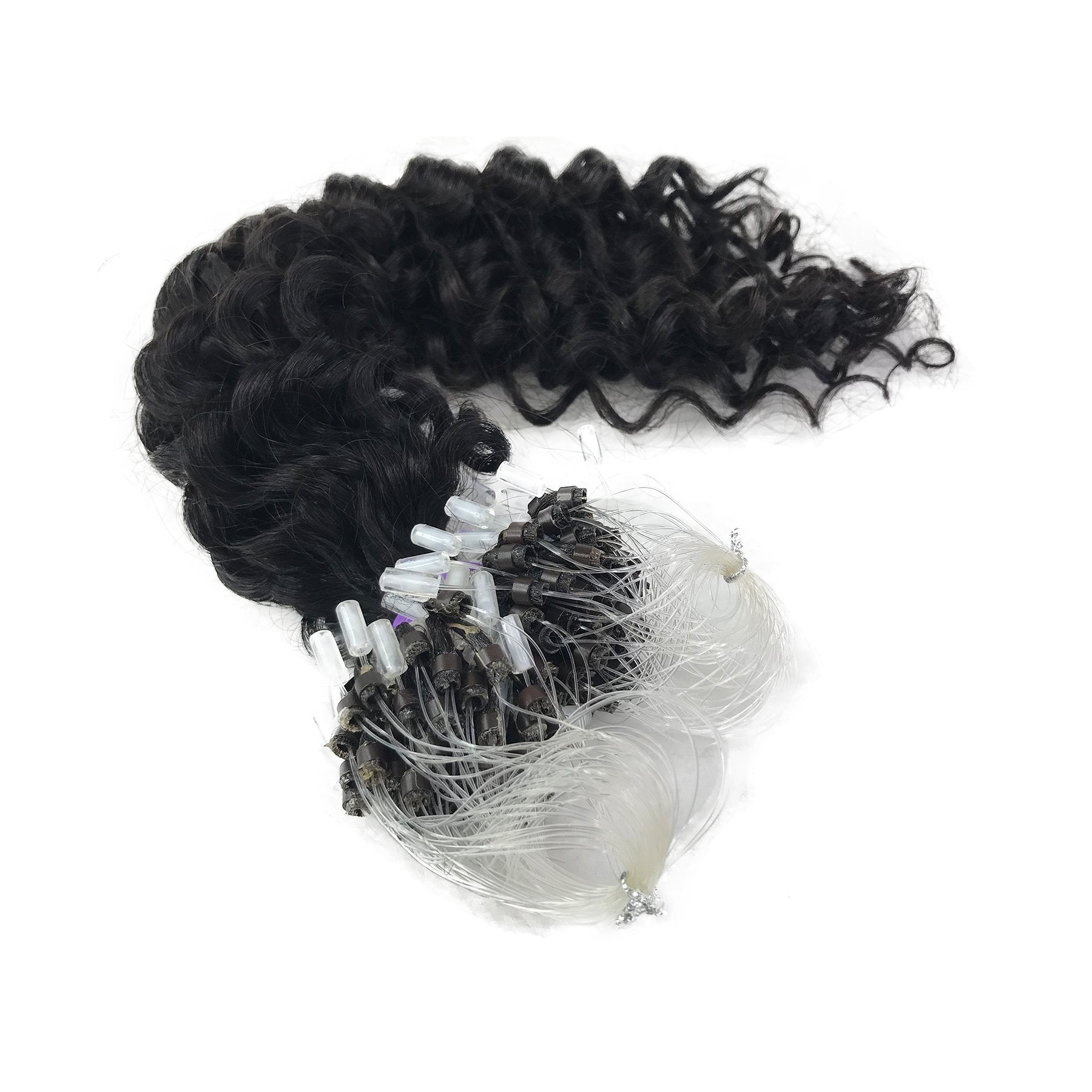 8A Micro Link Jerry Curl Human Hair Extension Natural Black