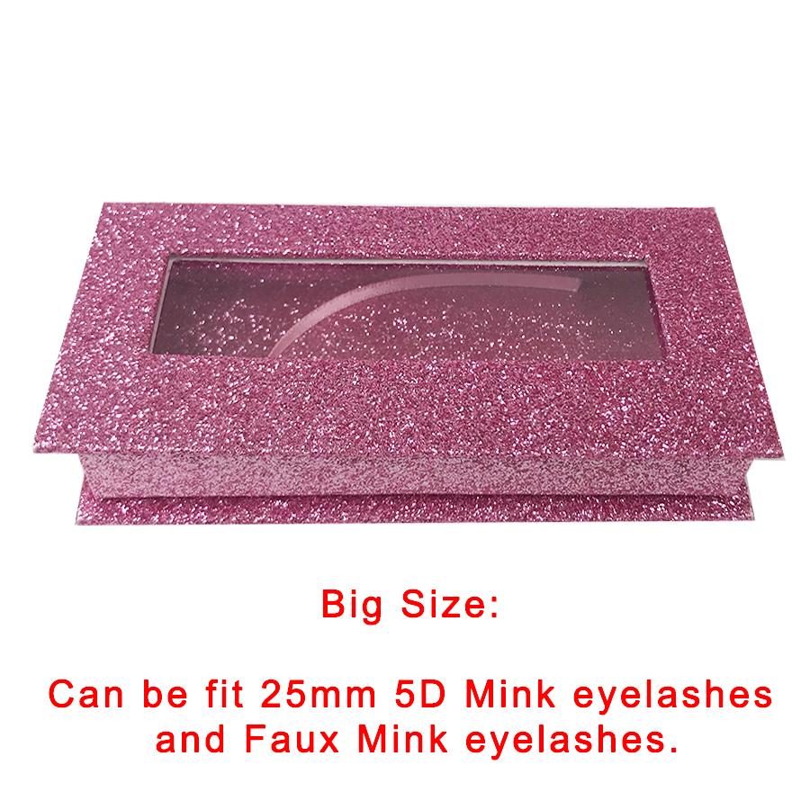 Glitter Pink Empty Eyelash Box Gift Box Full Window / Small &Big