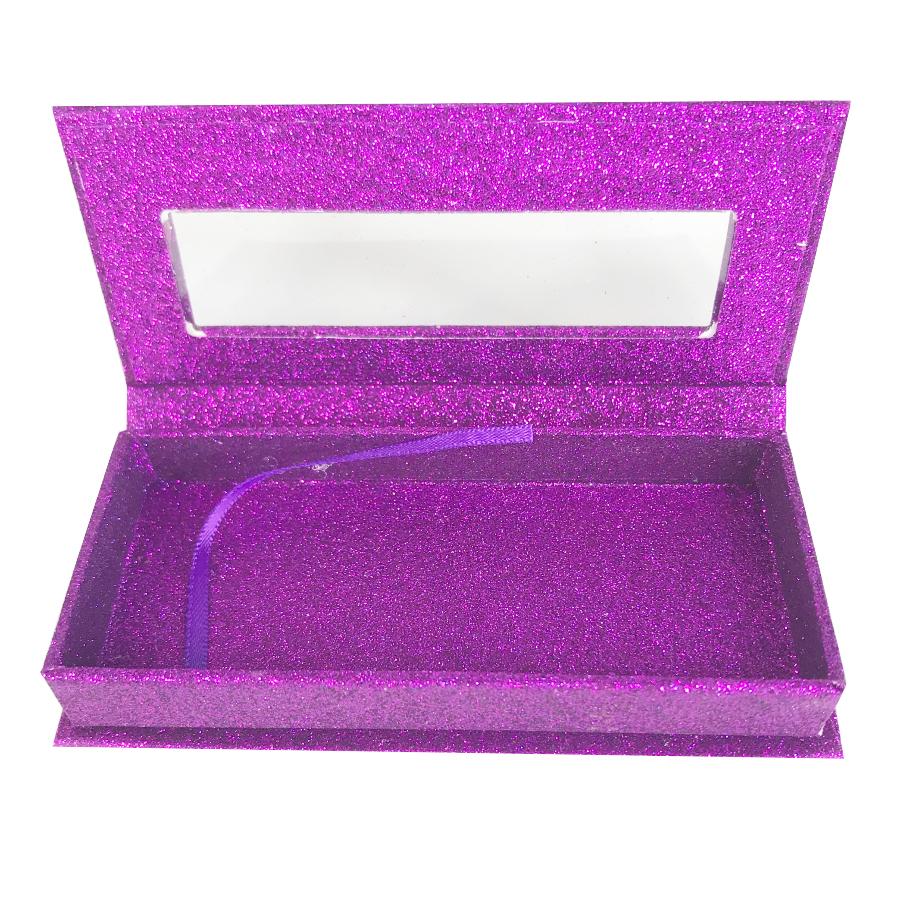 Glitter Purple Empty Eyelash Box Gift Box Full Window / Small &Big