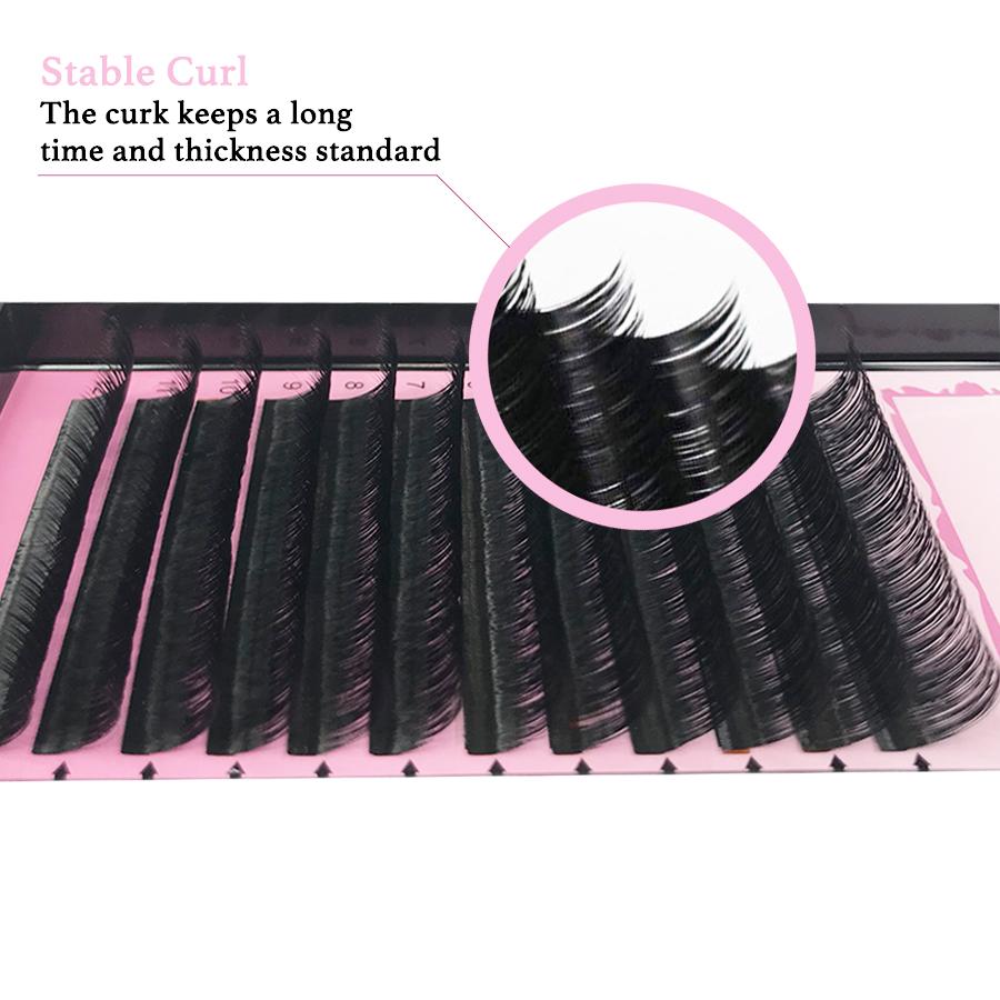 Thickness 0.05 C/D Curl  Handmade Soft Natural  Eyelash Extensions Individual Lashes Tray (12 Lines)