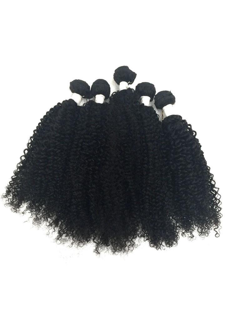 6pc 8A Malaysian Jerry Curl Human Hair Extension Bundle Pack w/ Closure