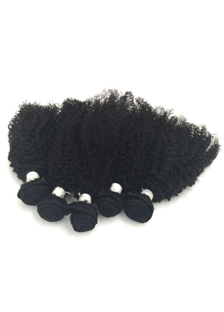 6pc 8A Malaysian Jerry Curl Human Hair Extension Bundle Pack w/ Closure