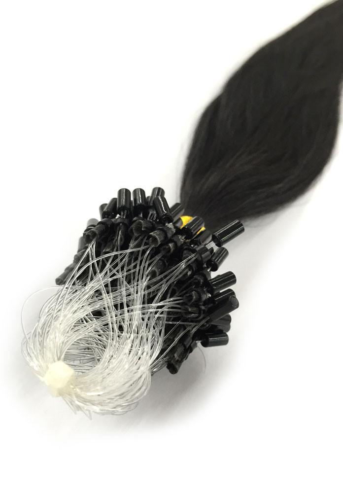 8A Micro Link Straight Human Hair Extension Natural Black