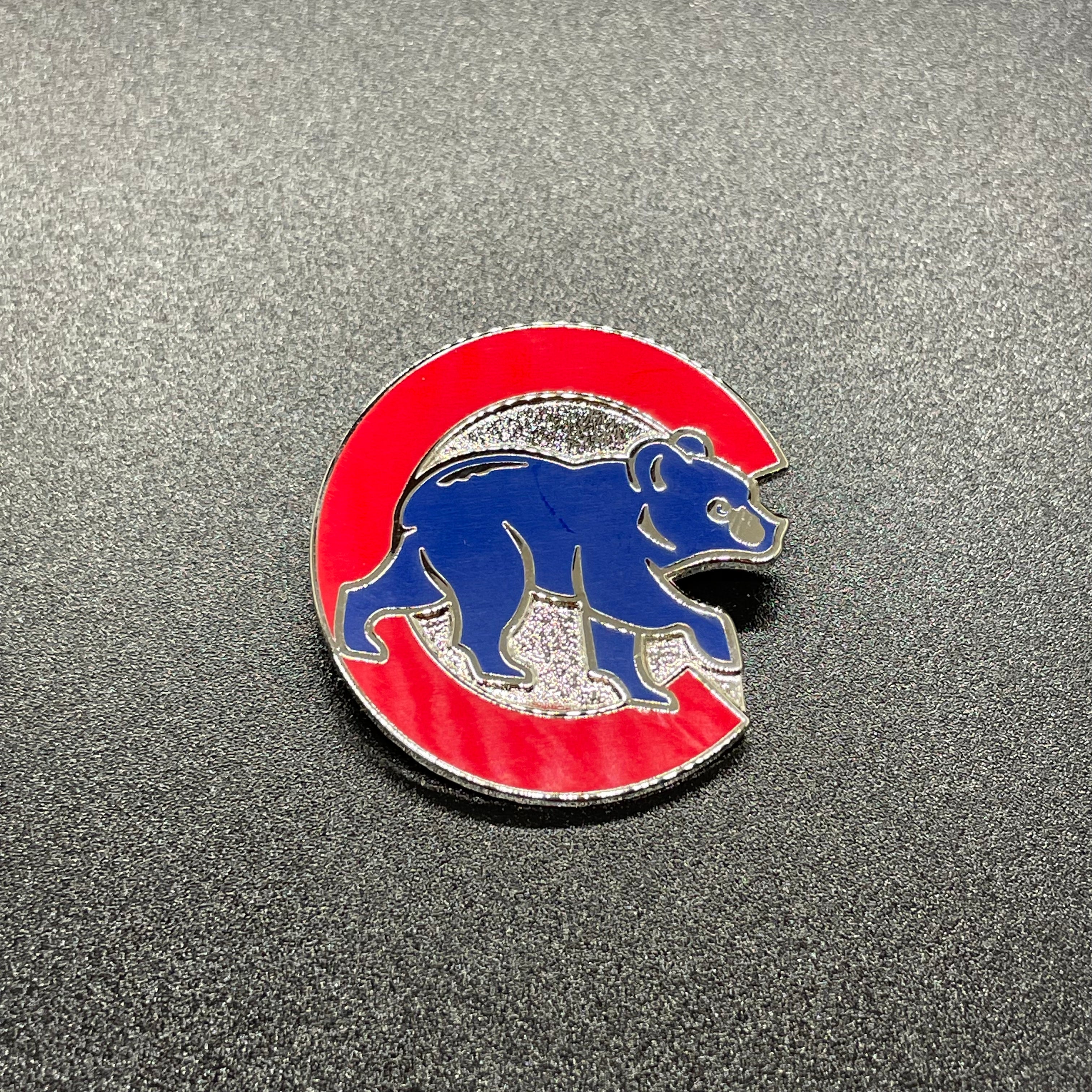 Cubs Walking Bear Logo Hard Enamel Pin - 1.25in