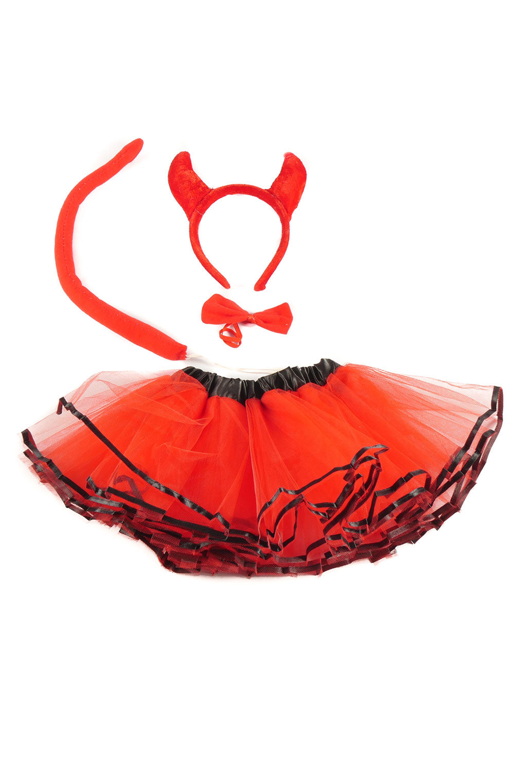 Halloween Red Devil Costume Set: Tutu, Horns, Bow, and Tail for 2-10 Years