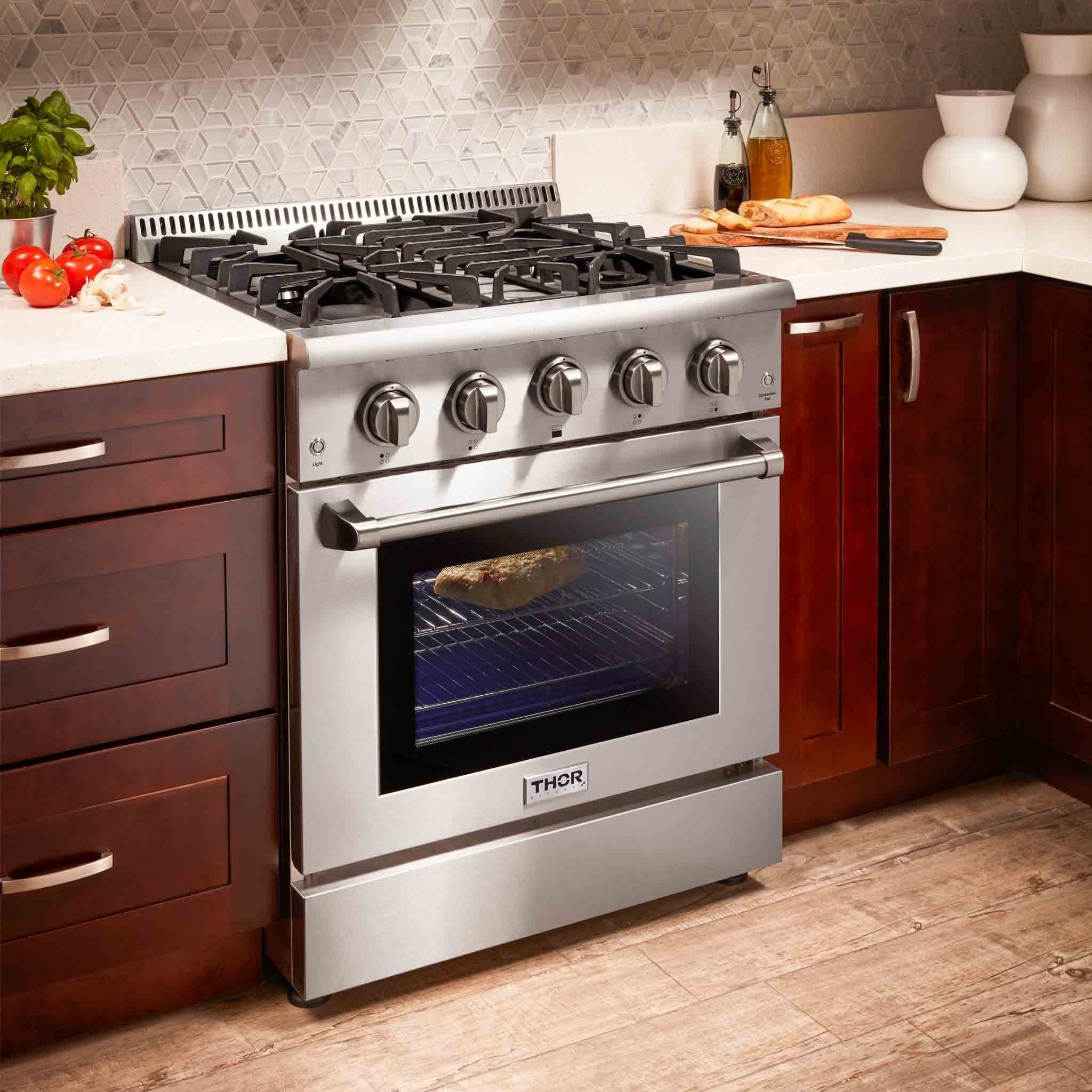 Thor Kitchen 2-Piece Pro Appliance Package - 30-Inch Gas Range & Premium Under Cabinet Hood in Stainless Steel
