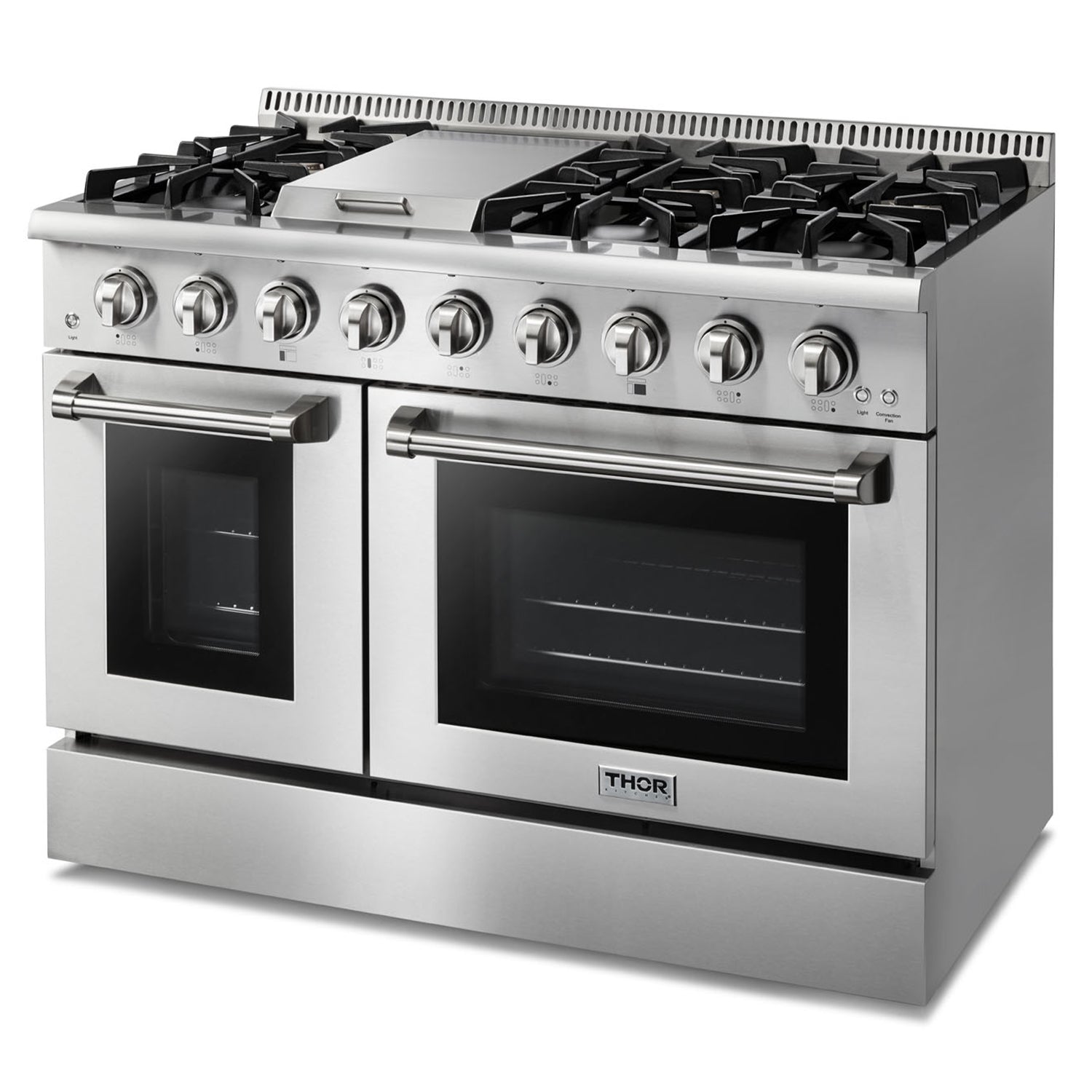 Thor Kitchen 2-Piece Pro Appliance Package - 48-Inch Gas Range & Under Cabinet 16.5-Inch Tall Hood in Stainless Steel