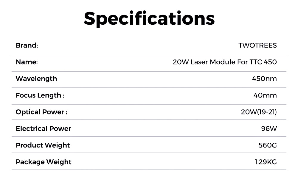 Two Trees 20W Laser Module For TTC450 CNC Router