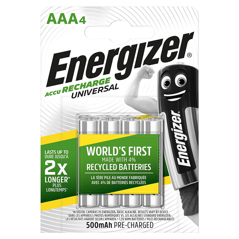 Energizer Rechargeable Universal AAA 500mAh Batteries - 4 Pack