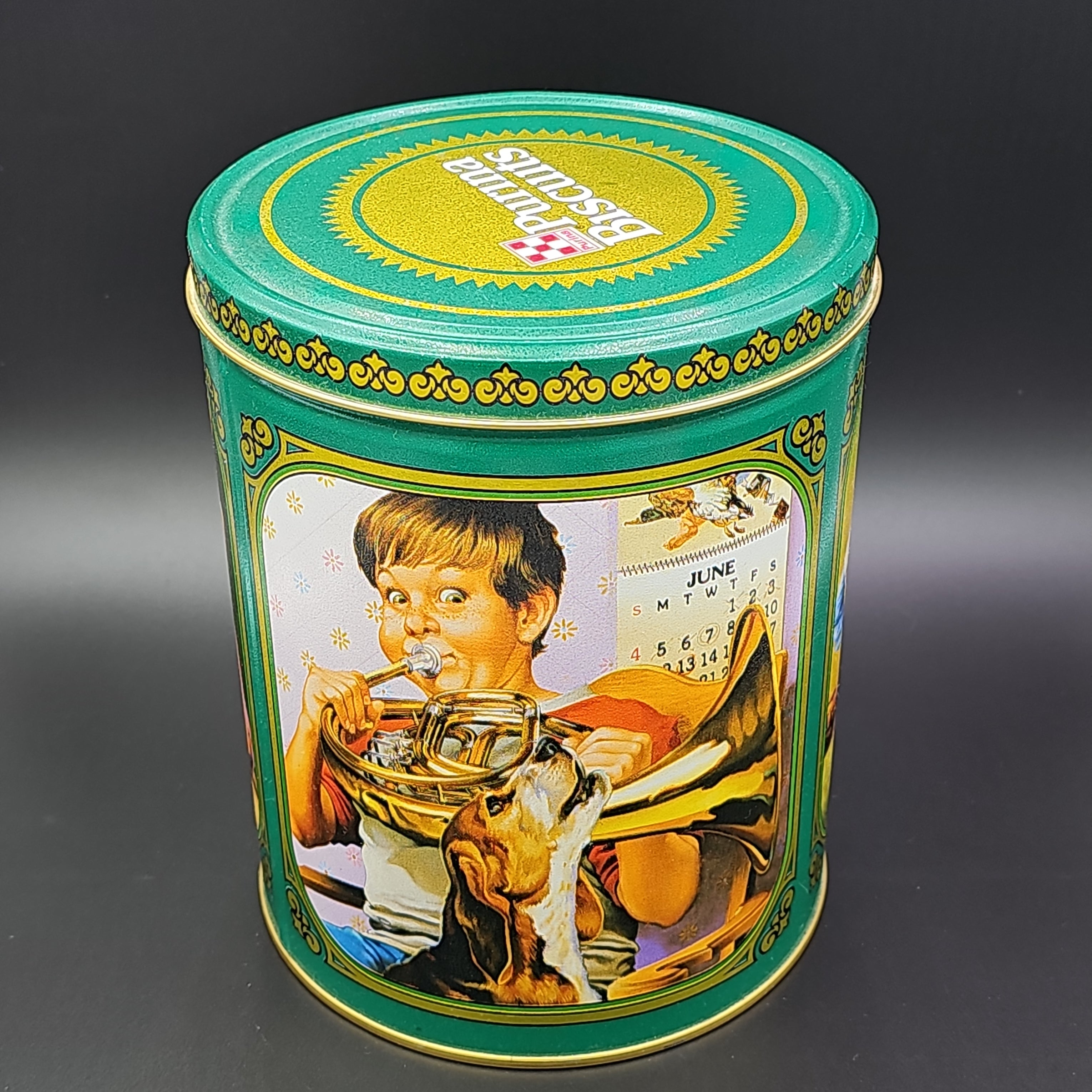 Vintage Purina Dog Biscuits Advertising Tin Canister 1989 Collectible