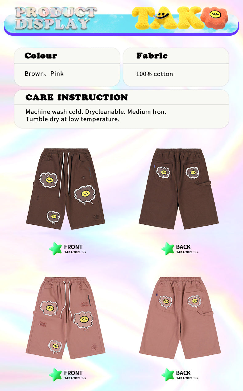 TAKA Original Lil daisy floral shorts | pink color brown color 