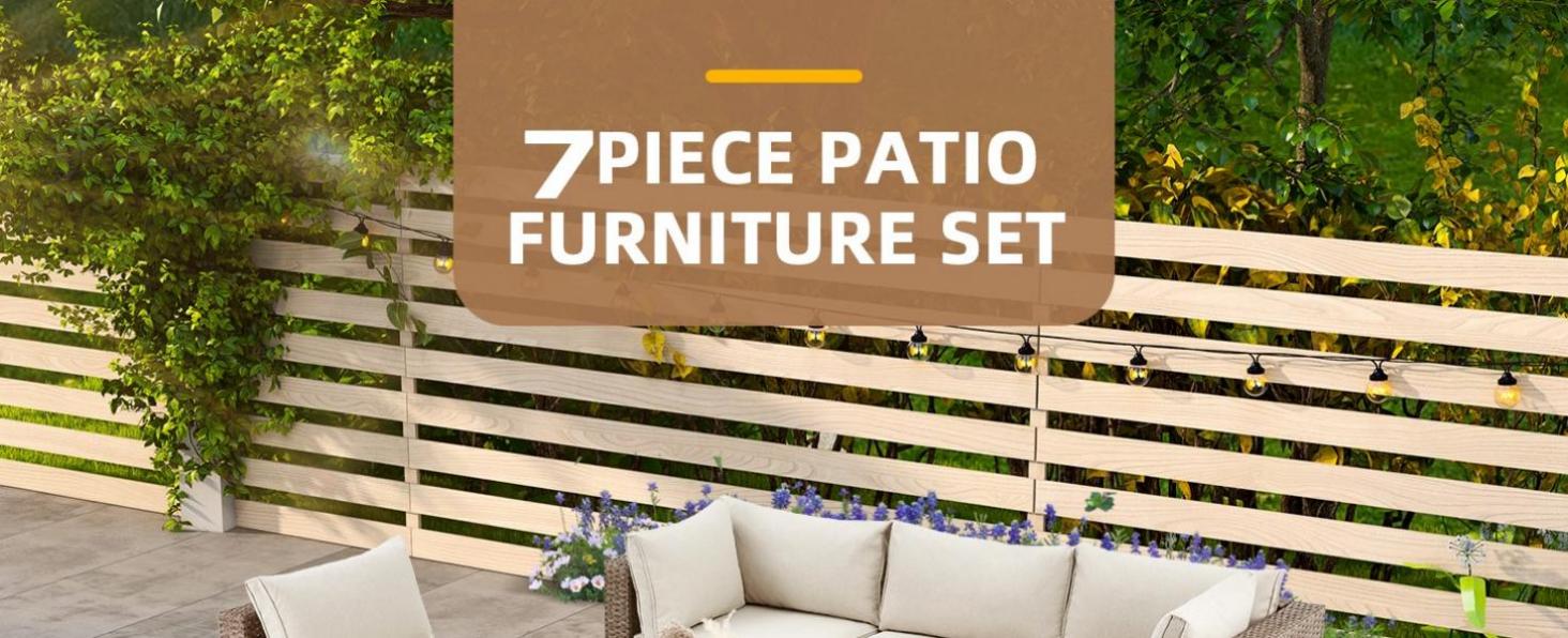Homrest 7 pieces ratten sectional sofa set