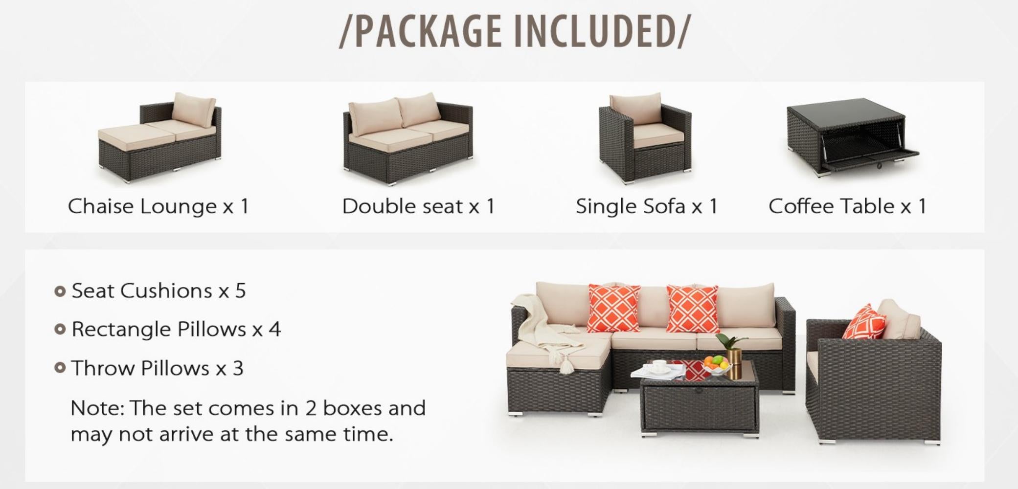 Soft close lid of homresr 4 pieces wicker rattan outdoor sectional sofa, gently cover the lid,ideal for soft closing the lid to prevent slamming, so it won't hurt your fingers.