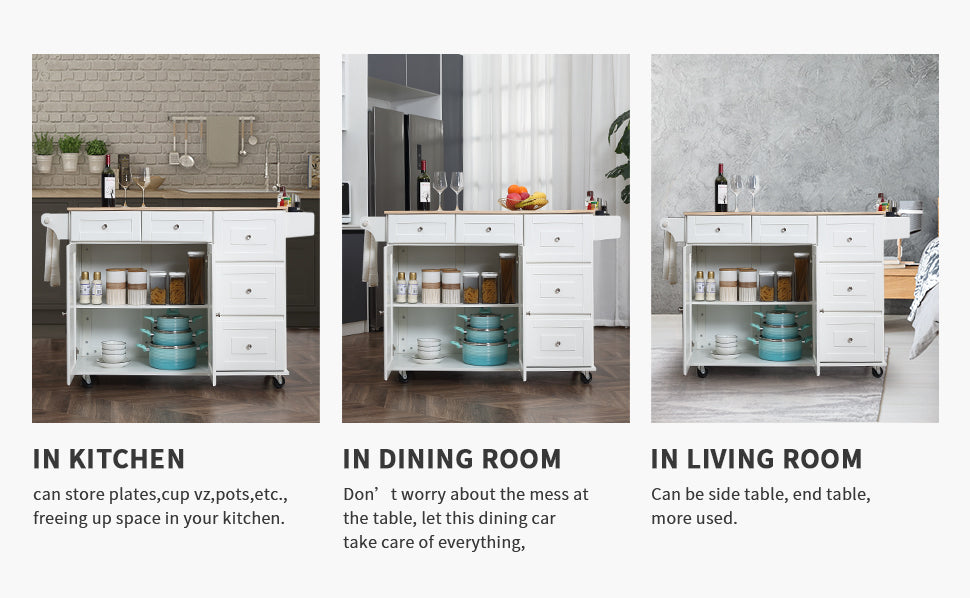 Kitchen Island Rolling Mobile Island is designed for kitchen, dining room and living room.