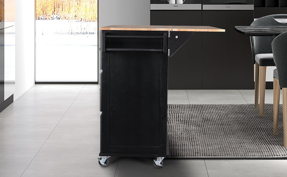 Homrest Kitchen Island Rolling Mobile Island, black