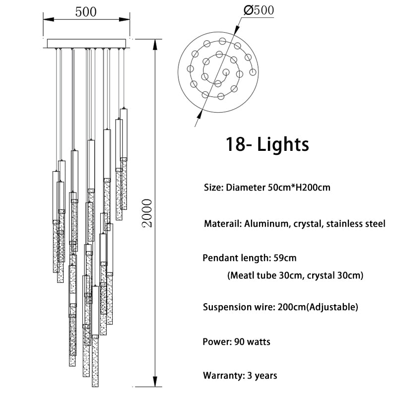 The T?rfall - Glass LED Chandelier