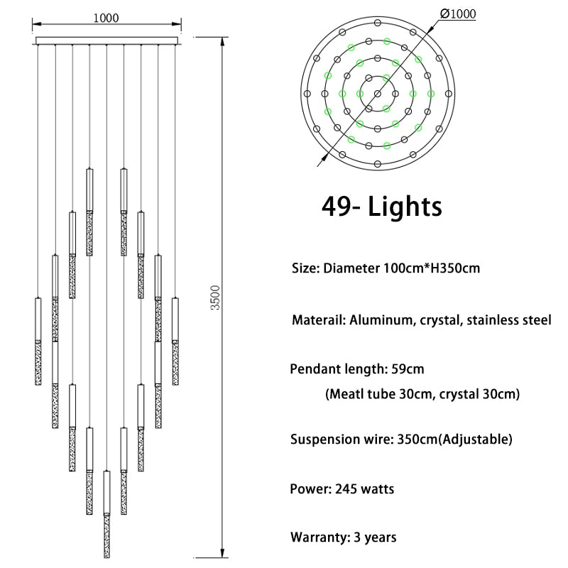 The T?rfall - Glass LED Chandelier