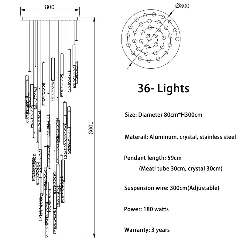 The T?rfall - Glass LED Chandelier