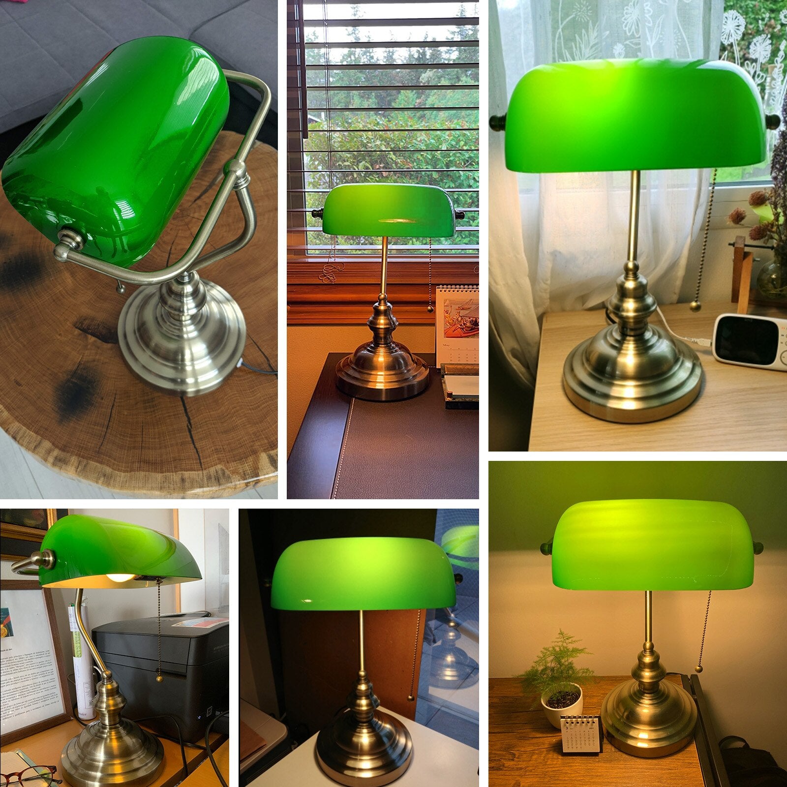 Emerald Banker - Green Glass Desk Lamp