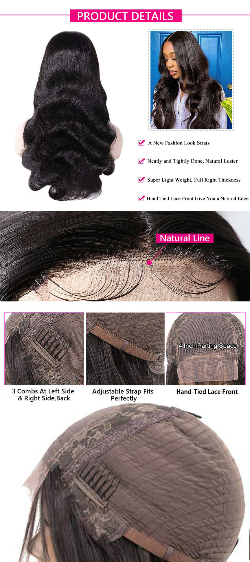 Body Wave Lace Closure Wig Human Hair Wigs Description