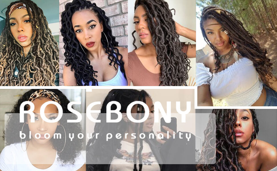 ROSEBONY Dreadlocks Gypsy Headband Wigs For Black Women