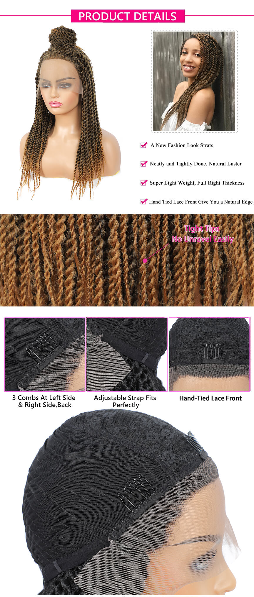 Rosebony Senegalese Twist Briaded #27 Lace Front Wigs Description