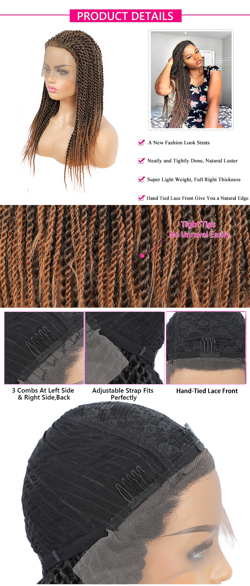 Rosebony Senegalese Twist Briaded #30 Lace Front Wigs Description