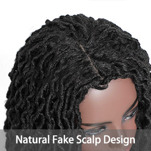 Short Bob Locs Wigs With Natural Fake Scalp Design