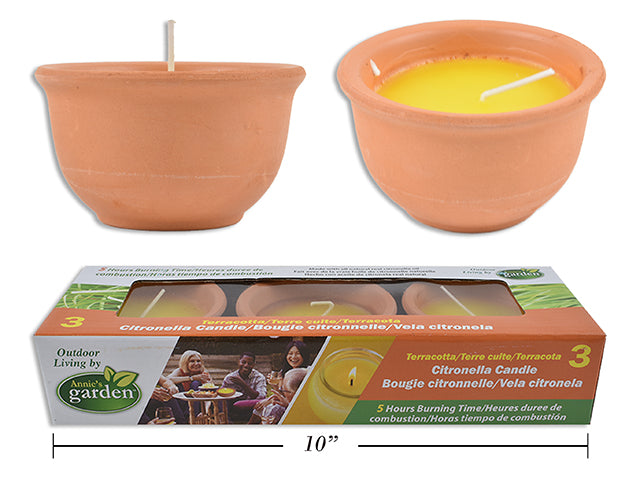 Carton Of 24 Garden Citronella Terracotta Candle Pots