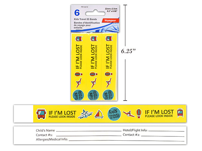 Carton Of 12 Pc Kids Travel Id Bands