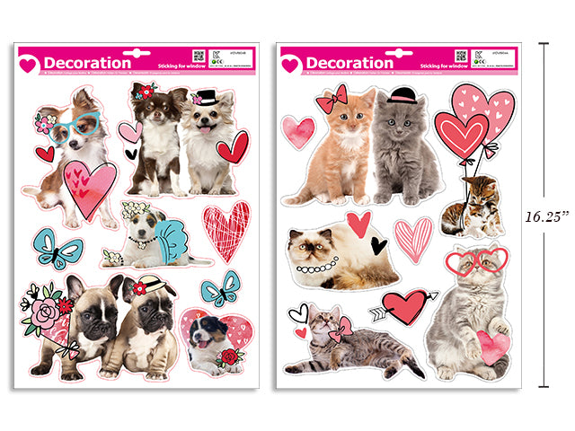 Carton Of 24 Valentine Window Clings Pet Print